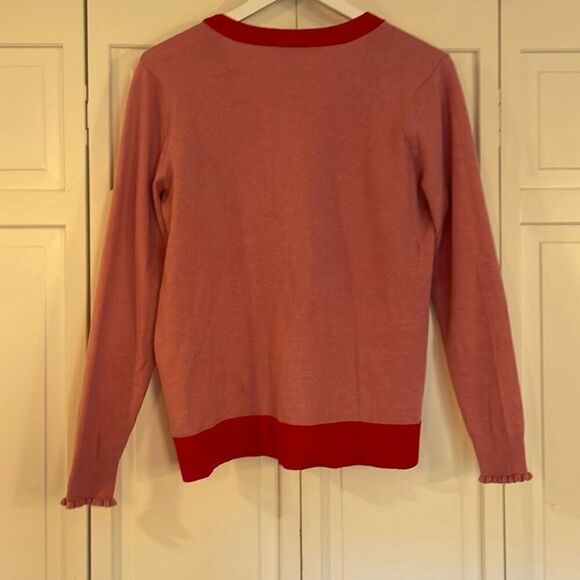 Candace Cameron Bure pink and red colorblock button front cardigan small - Picture 10 of 11